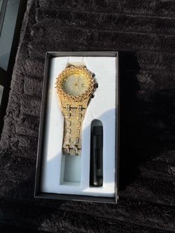 Gold Iced Out Crystal Watch