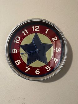 Patriotic Lone Star Round Wall Clock