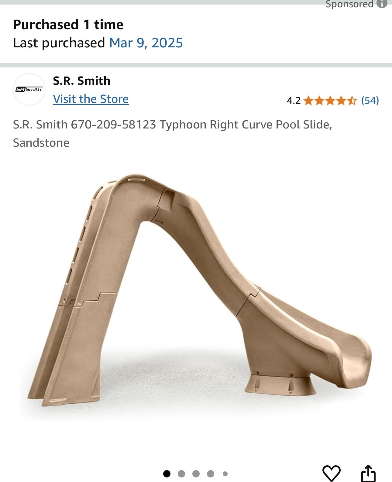 Typhoon Pool Slide, Right curve, Sandstone color - New