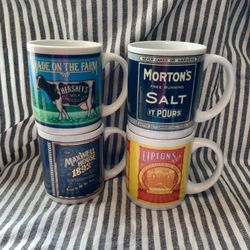 Vintage Coffee Mugs Advertising Lipton Tea Maxwell House Morton Salt Hersheys
