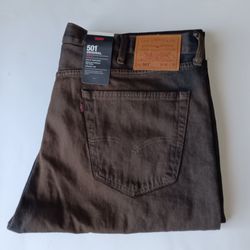 42x32 Levi's 501 Original Button Fly Brown Stretch Straight Leg Men's Premium Jeans