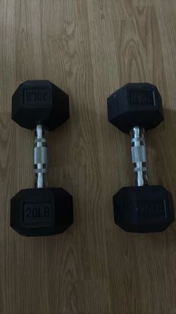 Two Rubber 20lb dumbbells