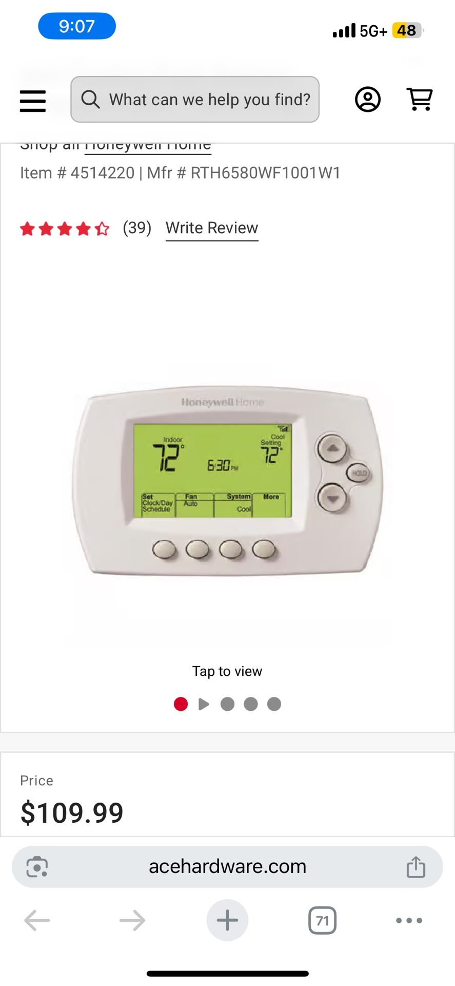 Honeywell WiFi Programmable Thermostat 