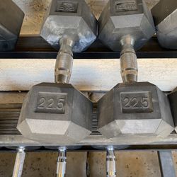 22.5lb Hampton Hex Rubber Dumbbell Set Weights