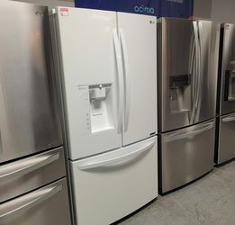 LG French Door Fridge – White, Water Dispenser, Bottom Freezer