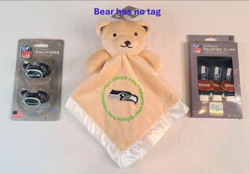 Seahawks Baby Bundle (Pacifier, Bear Blanket, Pacifier Clips)