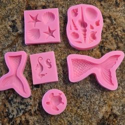 6 Piece Mermaid Or Ocean Theme  Silicone Molds 
