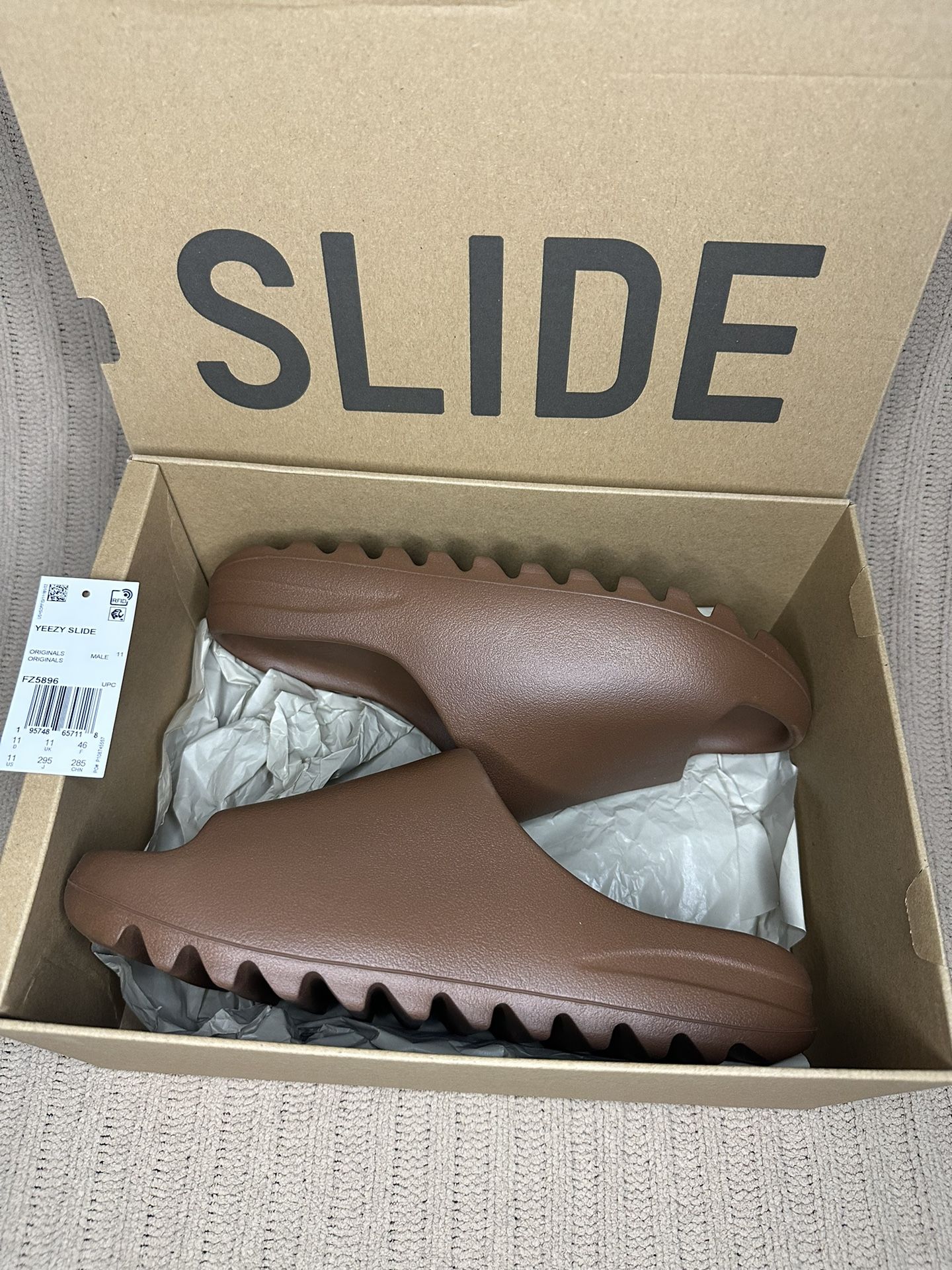 Adidas Yeezy Slide Brown Flax Size 11 YZY Kanye West FZ5896 New with Box