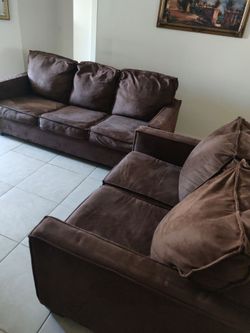 Brown Suede Sofa Set – 2 Pieces