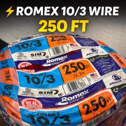 Romex 10/3 Wire 250ft NM-B Copper Electrical Cable