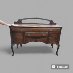 antique queen anne sideboard with mirror