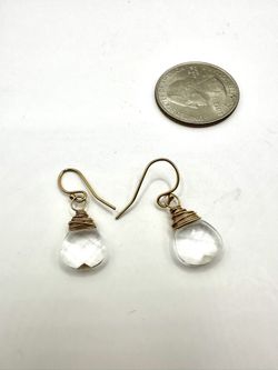 Gold Coil Wrap Clear Crystal Earrings