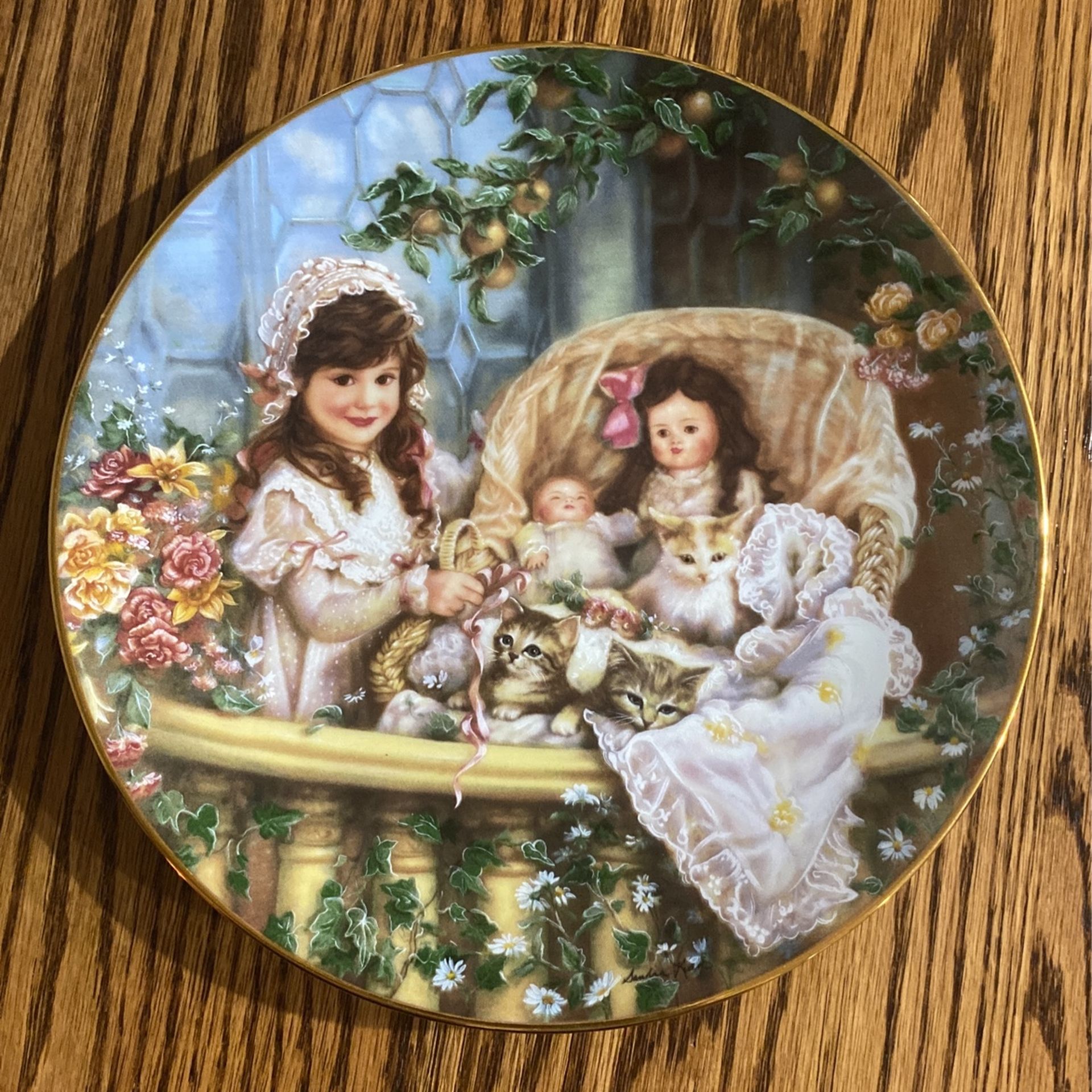 Cats In The Cradle - Collectors Plate By Sandra Huck #655B - Girl Dolls...