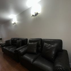  Leather Couch Sofa Set With Loveseat