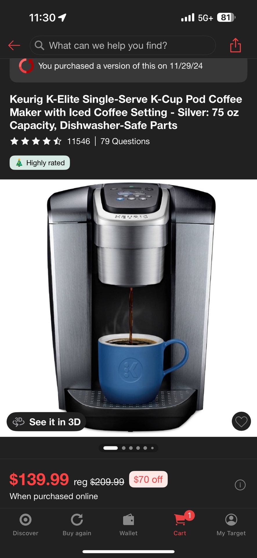 Keurig K-Elite Brand New Unopened 