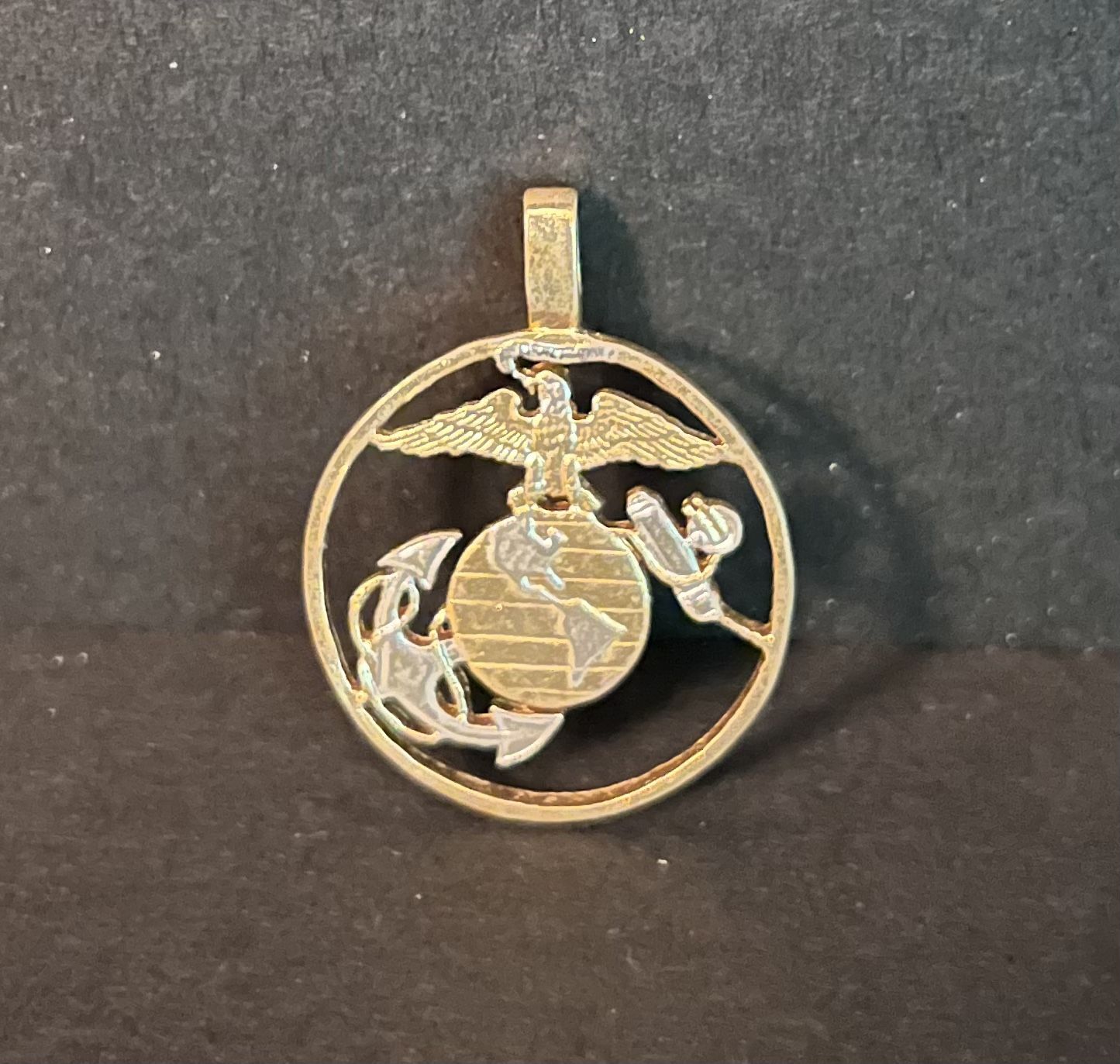 Marine U.S. Military Coin Pendant - Hand Cut - 1" Diameter - Without Chain