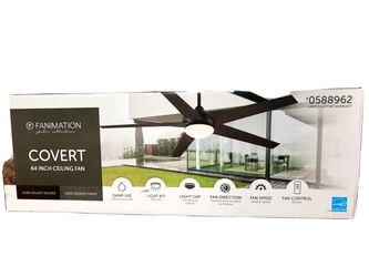 Fanimation Studio Collection Covert 64-in Aged Bronze LED Indoor/Outdoor Ceiling Fan with Light (NEW)