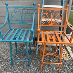 4 Heavy Metal, Swivel, Bar Chairs