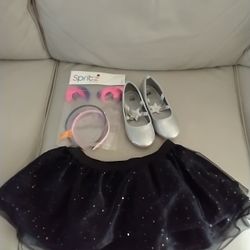 Black Skirt Glittery Silver Shoes And Multi-color Head Bands