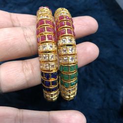Gold Plated Multicolor Bangels Size 2-6 7.5” 