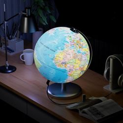 SOUNDANCE 13" Illuminated World Globe – LED & Metal Base 2B-1