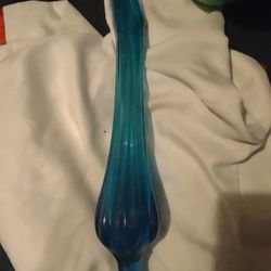 Vintage Blue Viking Swung Glass Vase