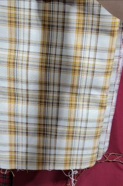 Vintage Plaid Fabric - Mustard Yellow & Brown (Stiff/Structured)