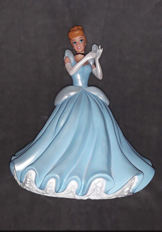 Disney's Cinderella with Glass Slipper Piggy Bank Or Cake Topper  9" Vinyl with stopper Excellent Condition PRICE Is Firm Cash Only 