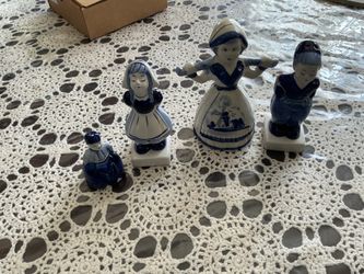 Vintage Delft Blue Dutch Ceramic Figurines and Salt & Pepper Shakers