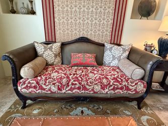 Vintage Drexel Rolled Arm Sofa with Ottoman