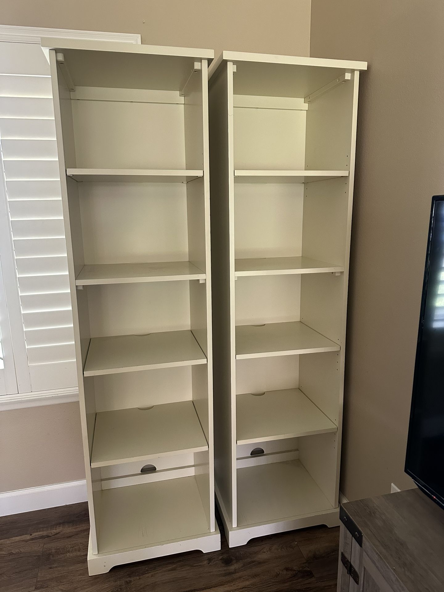 White Pottery Barn Samantha Bookcases…$185 Each