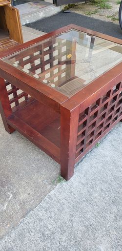 2 glass top end tables