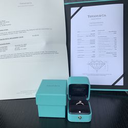 Tiffany & Co Engagement Solitaire Ring 0.24 Ct Platinum Size 6 Papers 