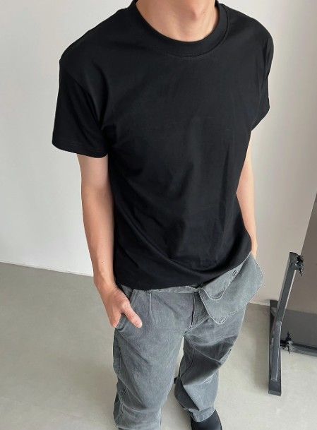 【Super Mini Solona】Zhenmei Qian American Cleanfit Simple Boxy Short Sleeve Spring and Summer Short and Wide T-shirt