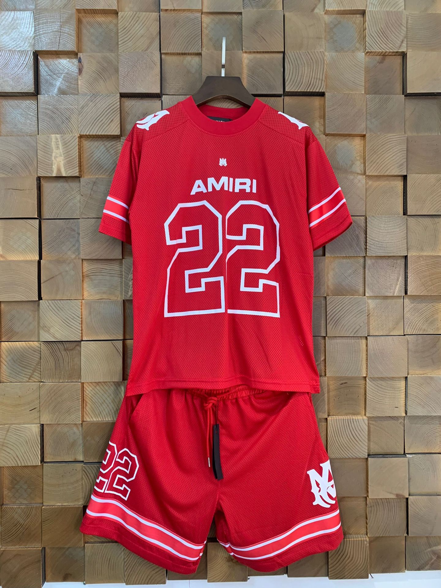 Am iri Red Black Full Set Jersey Shorts