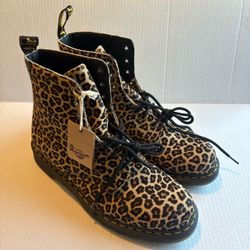 Dr. Martens Leopard Animal Print Lace-Up Combat Ankle Boots Men’s US 13 UK 12