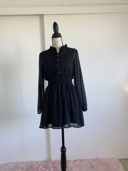 Black Long Sleeve Mini Dress