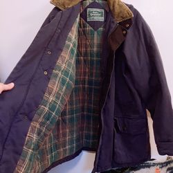VintageXL  Urban Equipment Green Corduroy Collar Blue  Quilted Shore Winter Jacket With Hoodie 