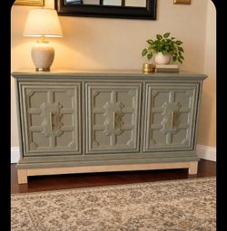 Sage Green 3-Door Accent Cabinet Sideboard