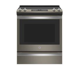 GE 30" Slate Slide In Electric Range Beautiful slate color  12"/9" dual element 4 burners one warmer on the top convection oven cooks and browns more 