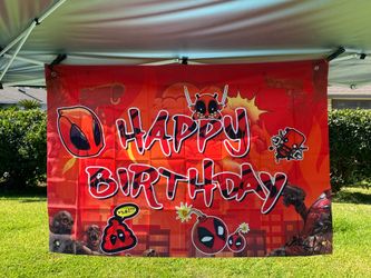 Deadpool Happy Birthday Party Backdrop Banner