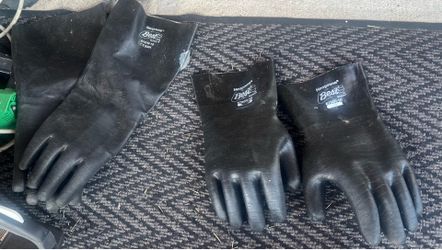 rubber boots and gloves