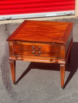 Vintage Wood End Table with Drawer - mid century