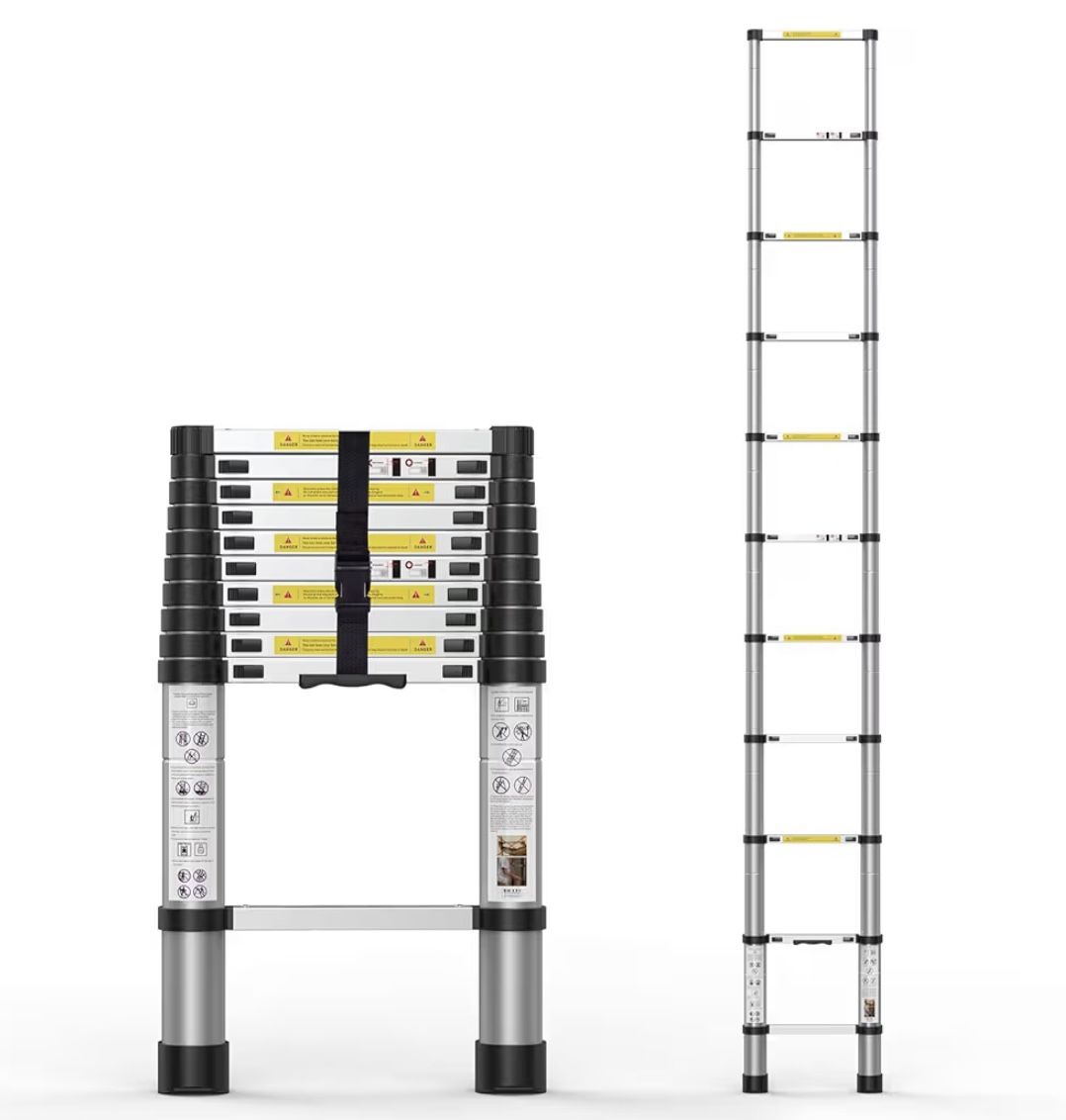 Extension Ladder 10.5FT, Aluminum Telescopic Ladders with Carry Bag for Outdoor Indoor Use