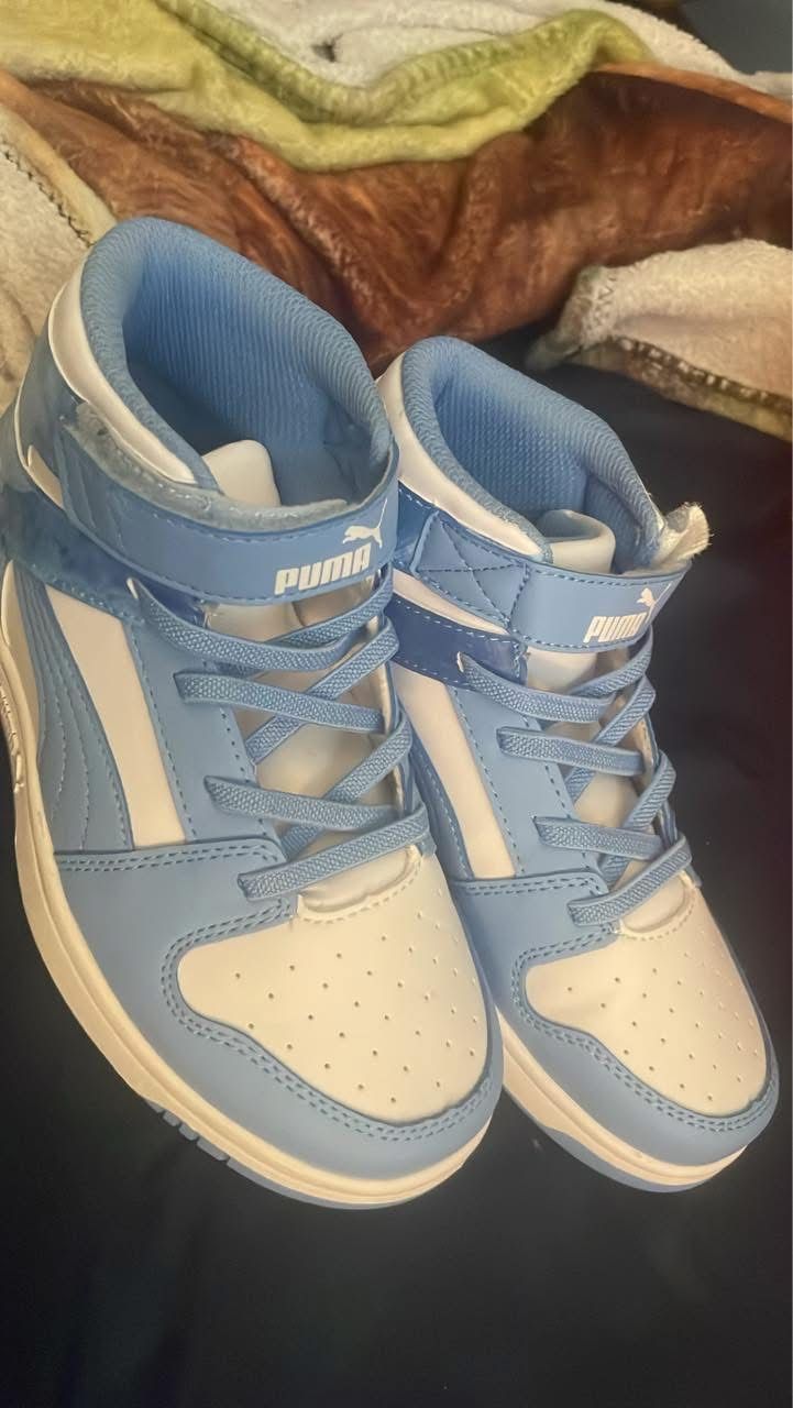 Blue And White Puma High Tops
