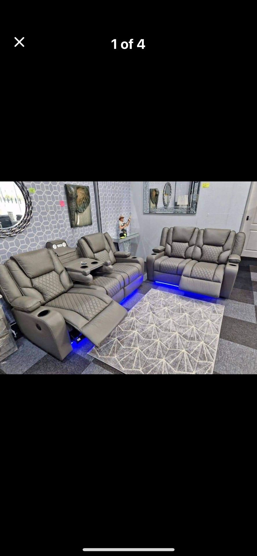 Leather LED Recliner Furniture Pieces