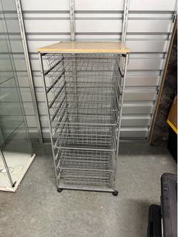 6-Tier Wire Basket Rolling Cart