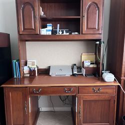Solid Wood Desk And Hutch