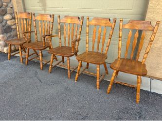 Set of 5 Wood Spindle-Back Dining Chairs