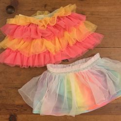 Pair Of Girl’s Small Tutu Type Ruffled  Skirts / Sizes 12 & 18 Months